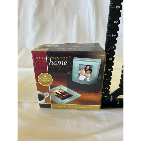 Sarah Peyton Home Glass Photo Coasters Set Of 4 With Wood Display Stand - Picture 3 of 3